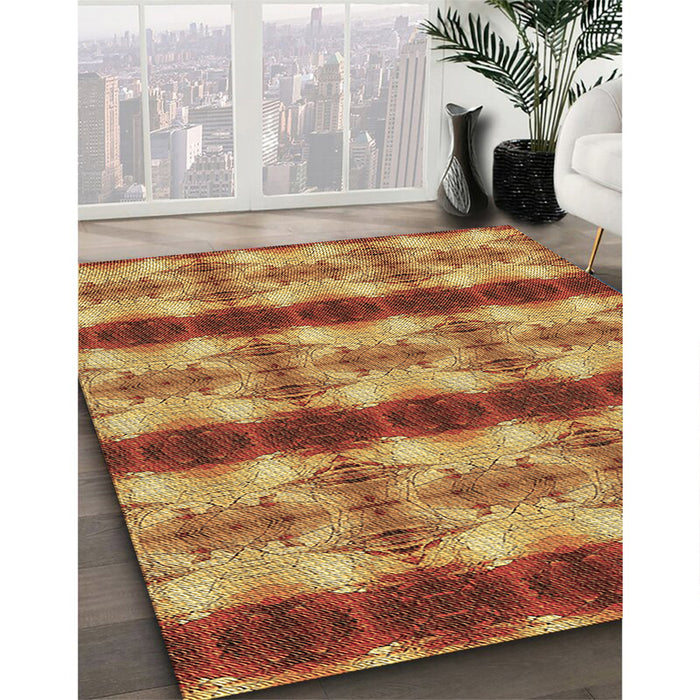 Machine Washable Transitional Mahogany Brown Rug in a Family Room, wshpat1150brn