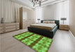 Patterned Green Rug in a Bedroom, pat1150grn