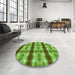 Round Patterned Green Rug in a Office, pat1150grn