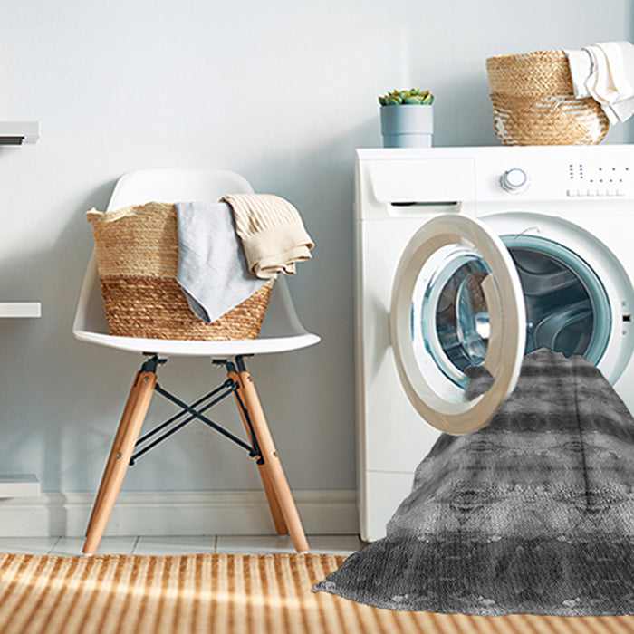 Machine Washable Transitional Grey Gray Rug in a Washing Machine, wshpat1150gry