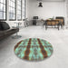 Round Patterned Sepia Brown Rug in a Office, pat1150lblu