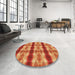 Round Patterned Orange Rug in a Office, pat1150org