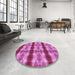 Round Patterned Violet Purple Rug in a Office, pat1150pur