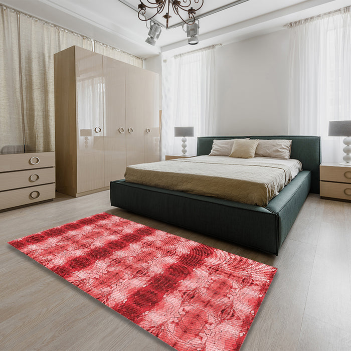 Round Machine Washable Transitional Red Rug in a Office, wshpat1150rd
