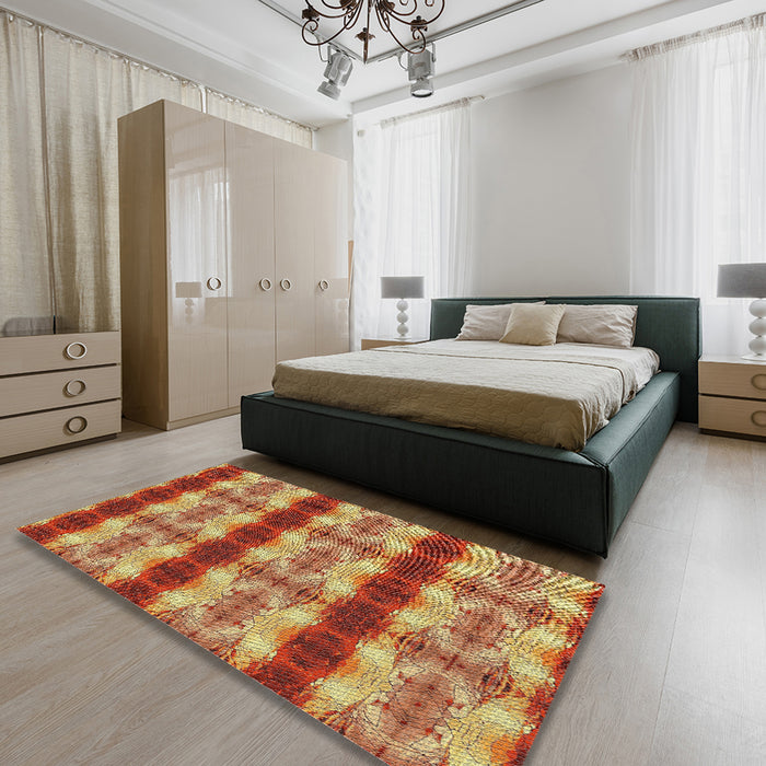 Patterned Orange Novelty Rug in a Bedroom, pat1150