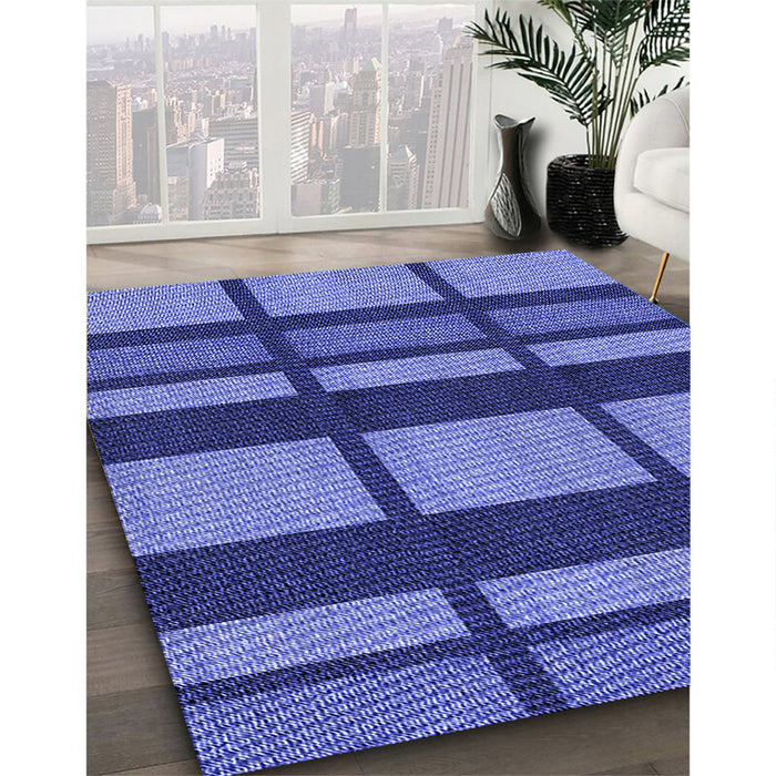 Patterned Sky Blue Rug in Family Room, pat1151blu