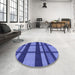 Round Patterned Sky Blue Rug in a Office, pat1151blu