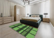 Patterned Dark Forest Green Rug in a Bedroom, pat1151grn