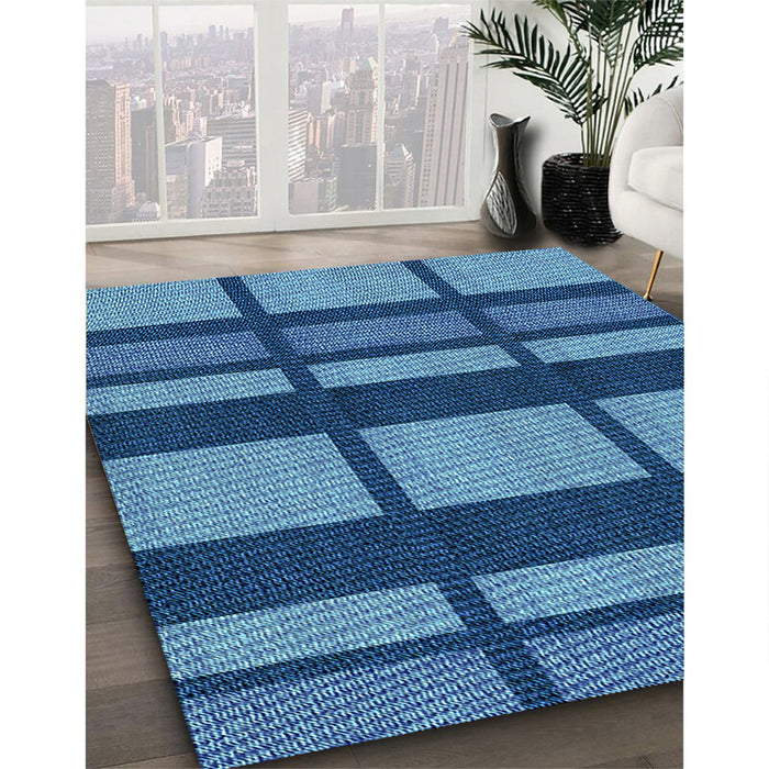 Patterned Blueberry Blue Rug in Family Room, pat1151lblu