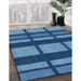 Patterned Blueberry Blue Rug in Family Room, pat1151lblu