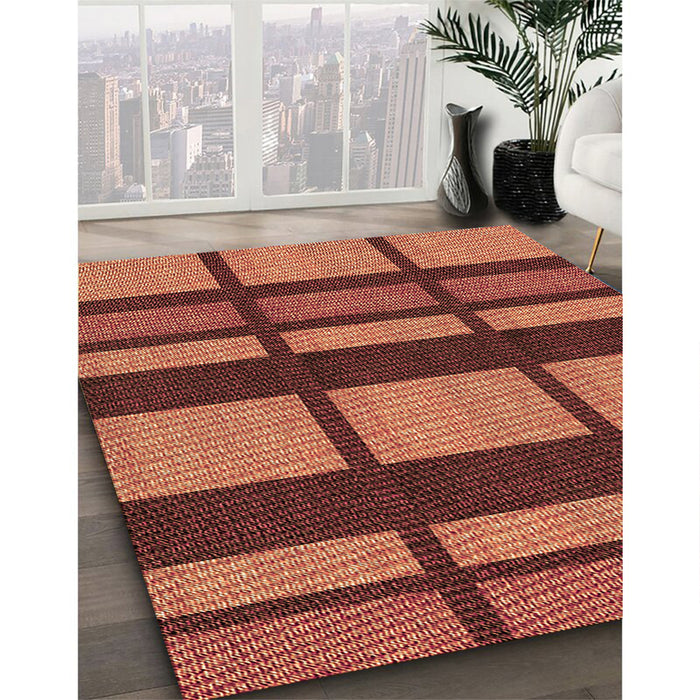 Machine Washable Transitional Saffron Red Rug in a Family Room, wshpat1151org