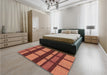 Patterned Saffron Red Rug in a Bedroom, pat1151org