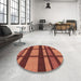 Round Patterned Saffron Red Rug in a Office, pat1151org