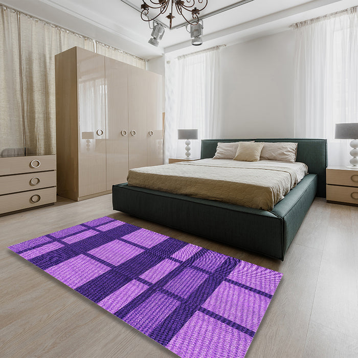 Patterned Amethyst Purple Rug in a Bedroom, pat1151pur