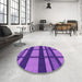 Round Patterned Amethyst Purple Rug in a Office, pat1151pur