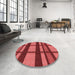 Round Patterned Red Rug in a Office, pat1151rd