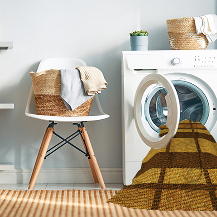 Machine Washable Transitional Saffron Red Rug in a Washing Machine, wshpat1151yw