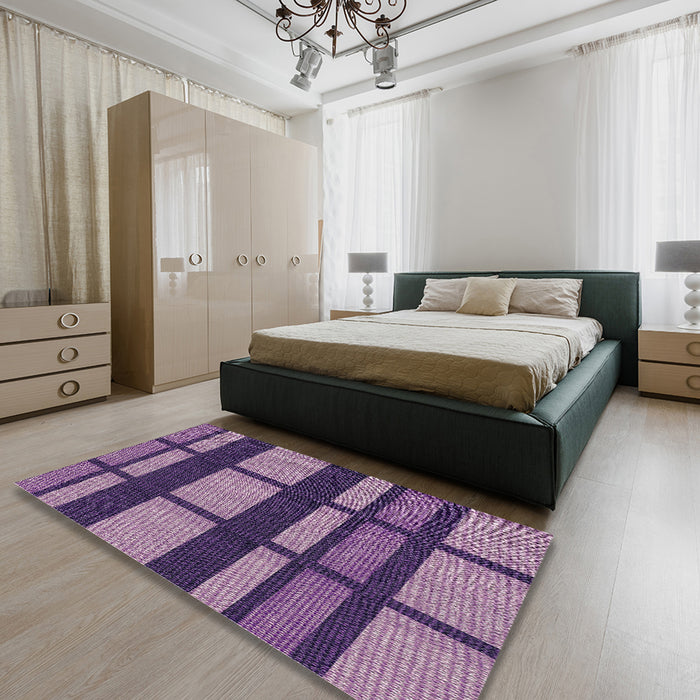 Patterned Purple Novelty Rug in a Bedroom, pat1151