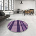 Round Machine Washable Transitional Purple Rug in a Office, wshpat1151