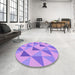 Round Patterned Bright Lilac Purple Rug in a Office, pat1152pur