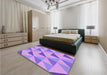 Patterned Bright Lilac Purple Rug in a Bedroom, pat1152pur