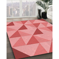 Patterned Light Coral Pink Rug, pat1152rd