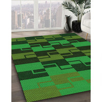 Patterned Dark Forest Green Rug, pat1153grn