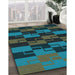 Machine Washable Transitional Dark Slate Grey Green Rug in a Family Room, wshpat1153lblu