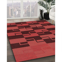 Patterned Cranberry Red Rug, pat1153rd