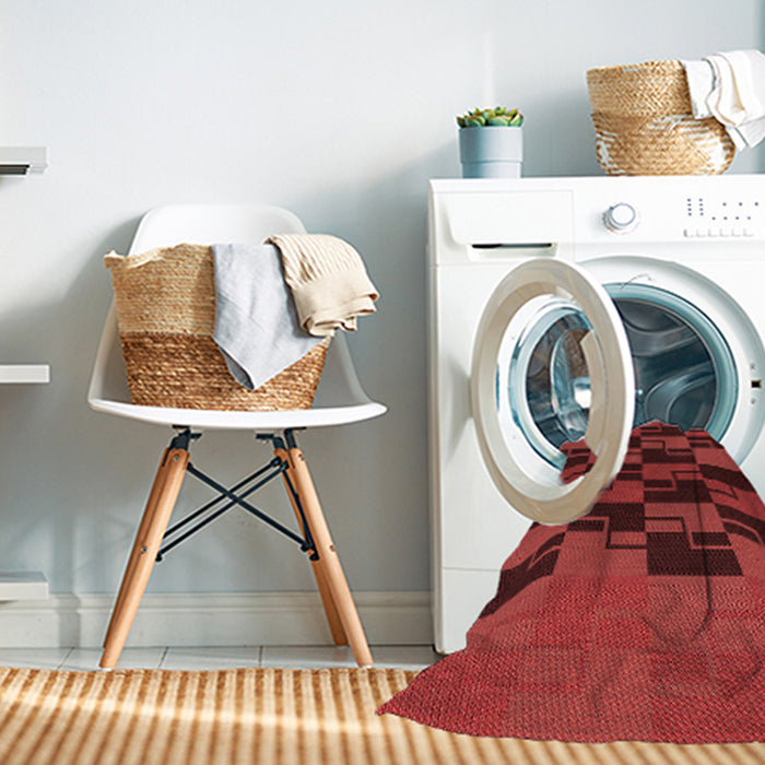 Machine Washable Transitional Cranberry Red Rug in a Washing Machine, wshpat1153rd
