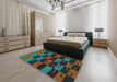 Patterned Sea Green Novelty Rug in a Bedroom, pat1153