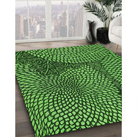 Patterned Deep Emerald Green Rug, pat1154grn