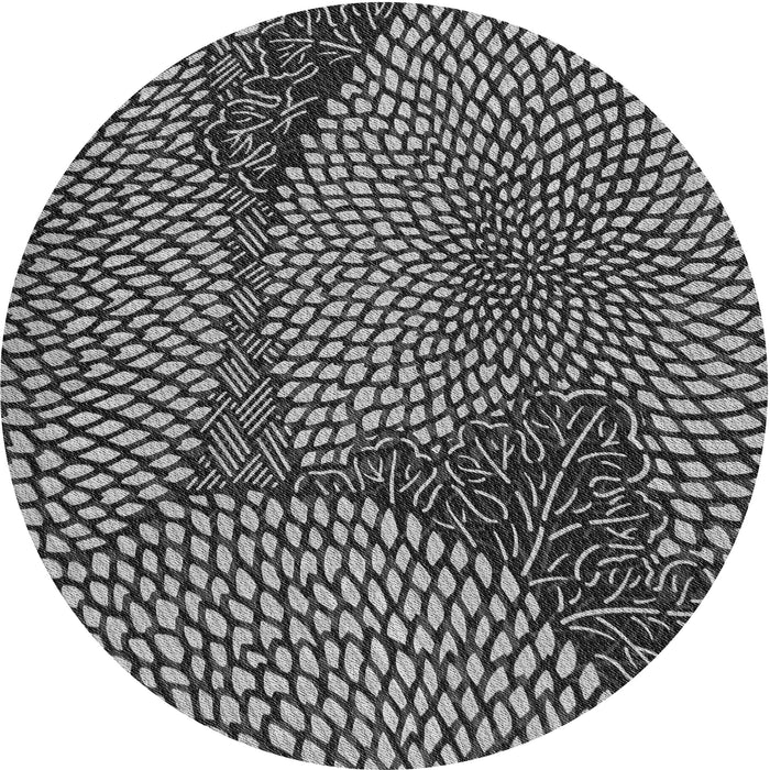 Square Patterned Charcoal Black Rug, pat1154gry