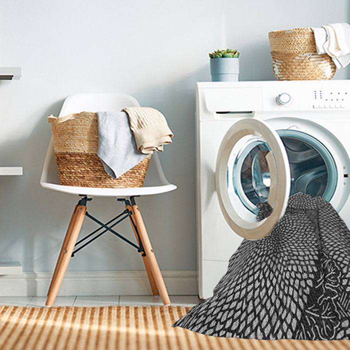 Machine Washable Transitional Charcoal Black Rug in a Washing Machine, wshpat1154gry