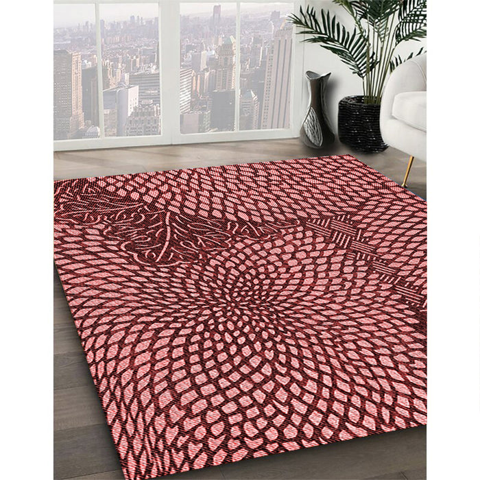 Machine Washable Transitional Crimson Red Rug in a Family Room, wshpat1154rd