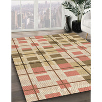 Patterned Brown Gold Rug, pat1155brn