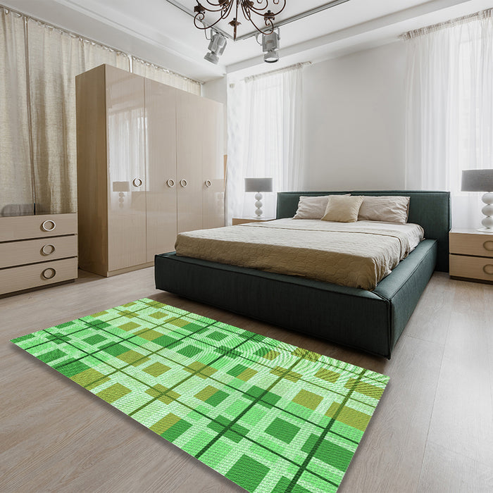 Patterned Jade Green Rug in a Bedroom, pat1155grn