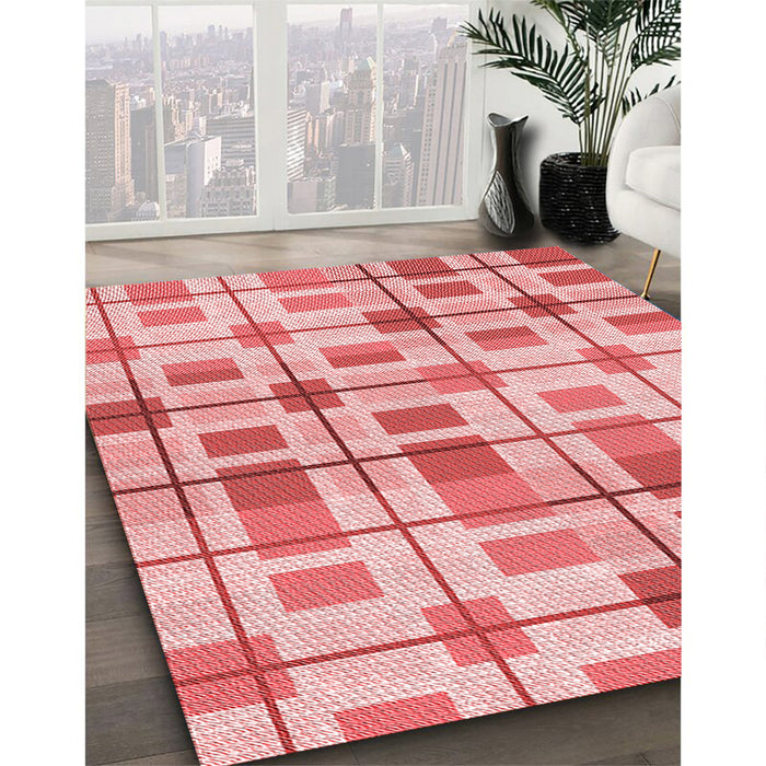 Patterned Pink Rug in Family Room, pat1155rd