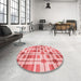 Round Patterned Pink Rug in a Office, pat1155rd