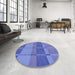 Round Patterned Sky Blue Rug in a Office, pat1156blu