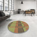 Round Patterned Saddle Brown Rug in a Office, pat1156brn