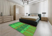 Patterned Forest Green Rug in a Bedroom, pat1156grn