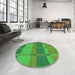 Round Patterned Forest Green Rug in a Office, pat1156grn