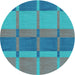 Square Patterned Bright Turquoise Blue Rug, pat1156lblu