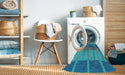 Machine Washable Transitional Bright Turquoise Blue Rug in a Washing Machine, wshpat1156lblu