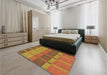 Patterned Mahogany Brown Rug in a Bedroom, pat1156org