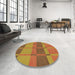 Round Patterned Mahogany Brown Rug in a Office, pat1156org