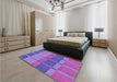 Patterned Purple Mimosa Purple Rug in a Bedroom, pat1156pur