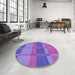 Round Patterned Purple Mimosa Purple Rug in a Office, pat1156pur