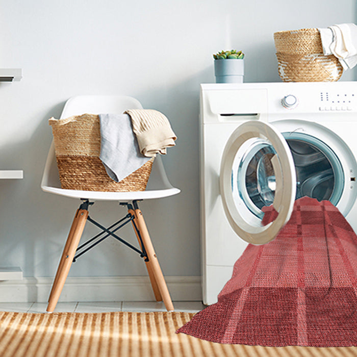 Machine Washable Transitional Red Rug in a Washing Machine, wshpat1156rd